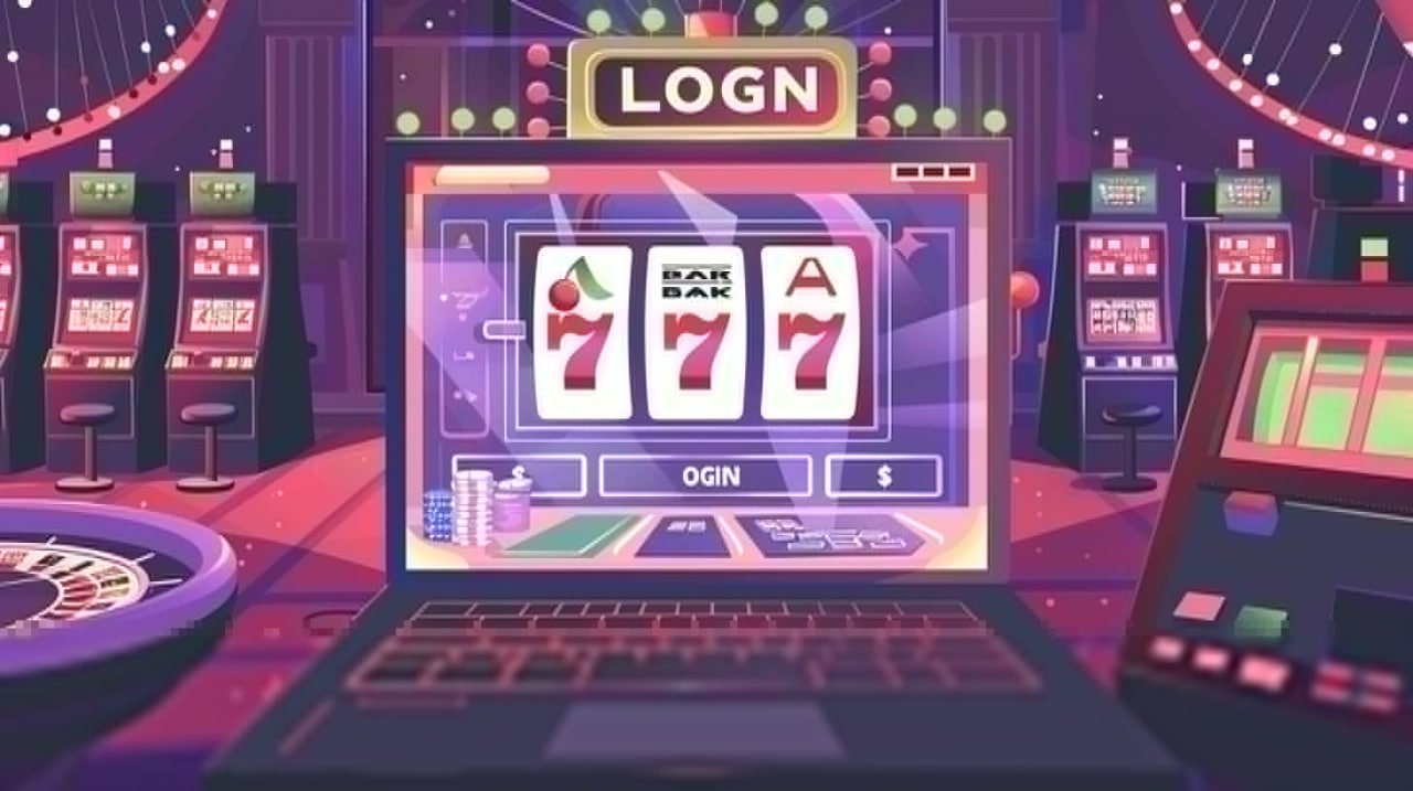 Ilustrasi hiburan judi online dengan slot dan taruhan olahraga